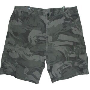 Cargo Shorts Mens 44 X 9.5" Gray Camo cotton flat front